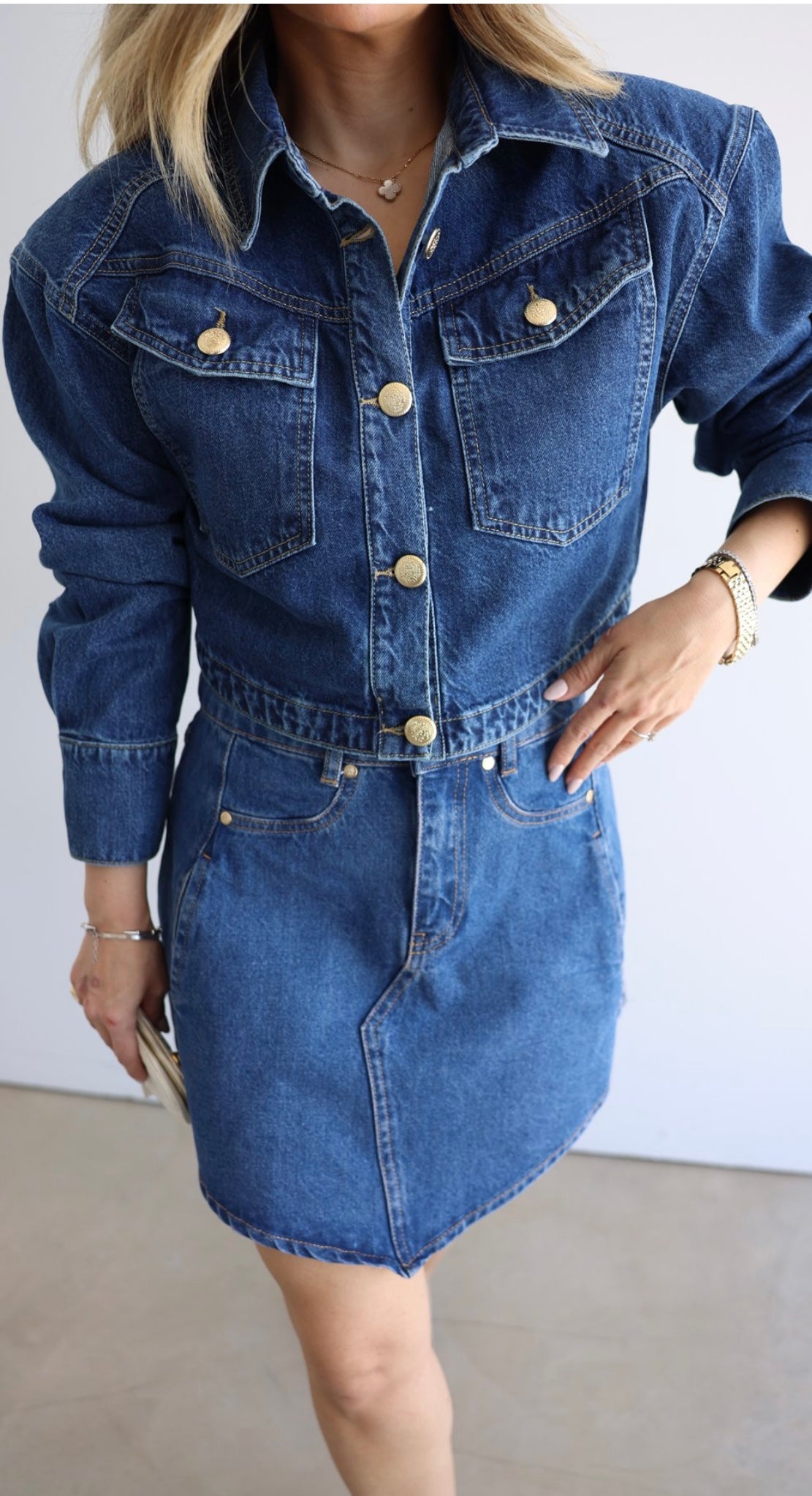 Denim Jacket and Skirt Set