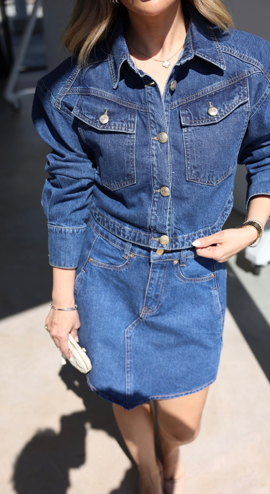 Denim Jacket and Skirt Set