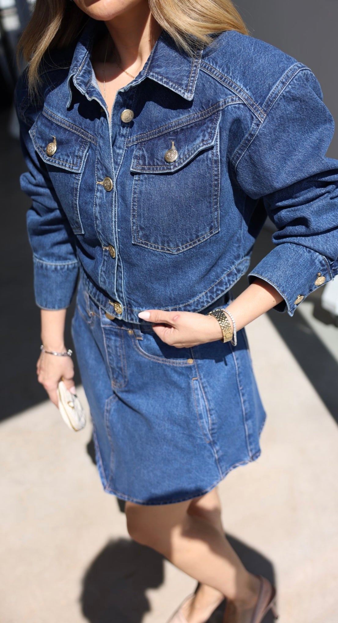 Denim Jacket and Skirt Set